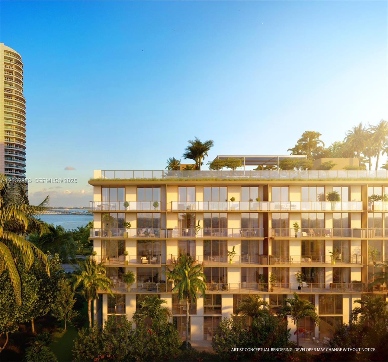 This is an artist conceptual rendering of the exterior of a modern multi-story residential building — 2200 Brickell Ave # 207, Miami FL 33129, MIAMI, FL