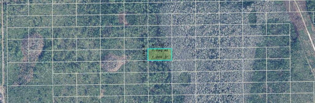 This is an aerial map showing a highlighted rectangular plot of land among other parcels — DILL ROAD, ORLANDO, FL