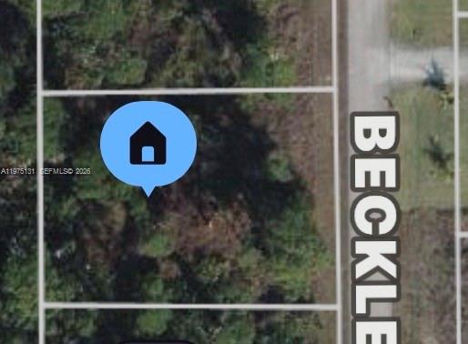 This is an aerial map view of a vacant, wooded residential lot — 226 beckley dr, Lehigh Acres FL 33974, LEHIGH ACRES, FL
