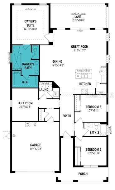 This is a floor plan for a single-story house featuring three bedrooms and a two-car garage — 11789 SEALIGHT STREET, VENICE, FL