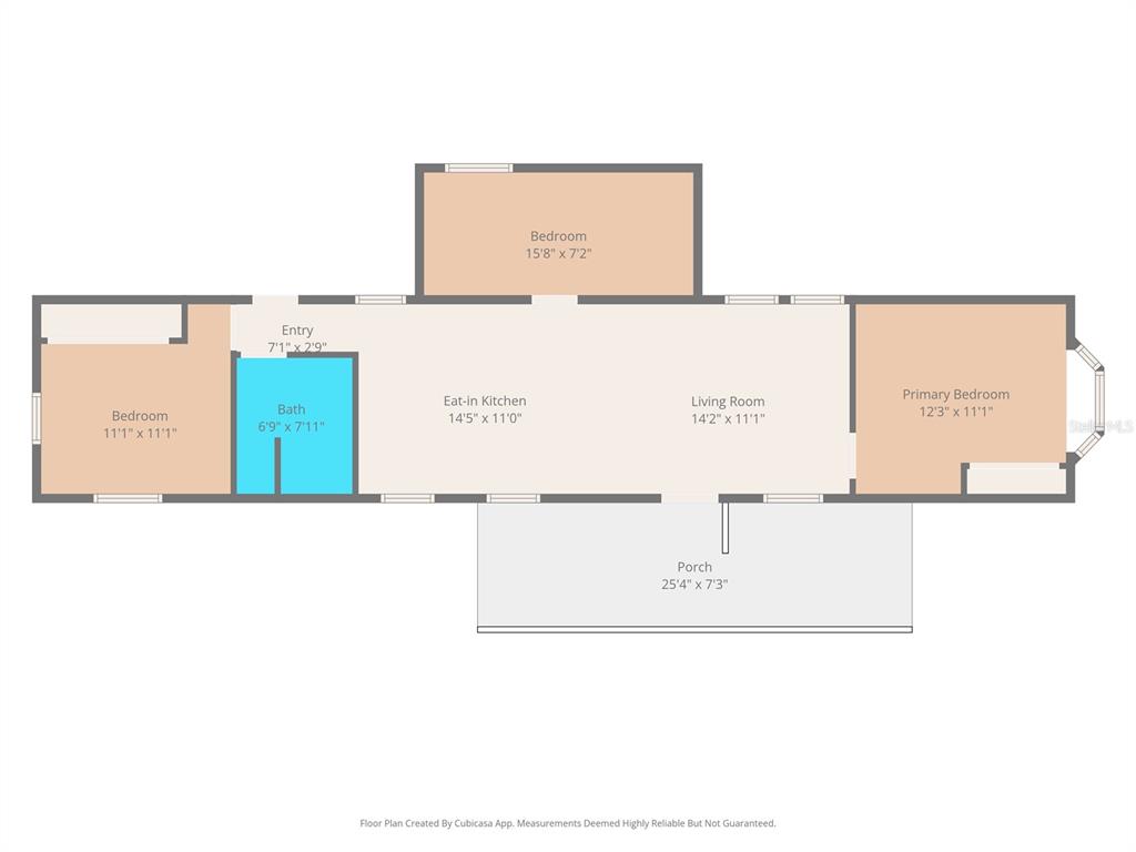 This is a floor plan for a house with three bedrooms, one bathroom, and a porch — 2085 S STONEBROOK DRIVE, HOMOSASSA, FL