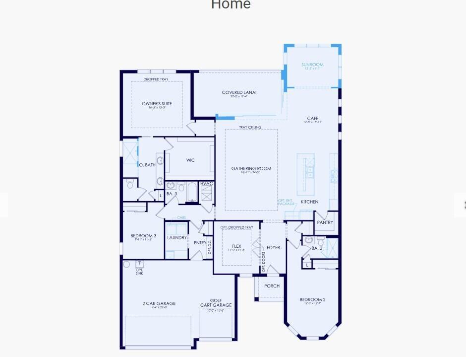 This is a floor plan for a single-story house with three bedrooms and a garage — 10470 SW Highpointe Drive # 127, Stuart FL 34997, STUART, FL