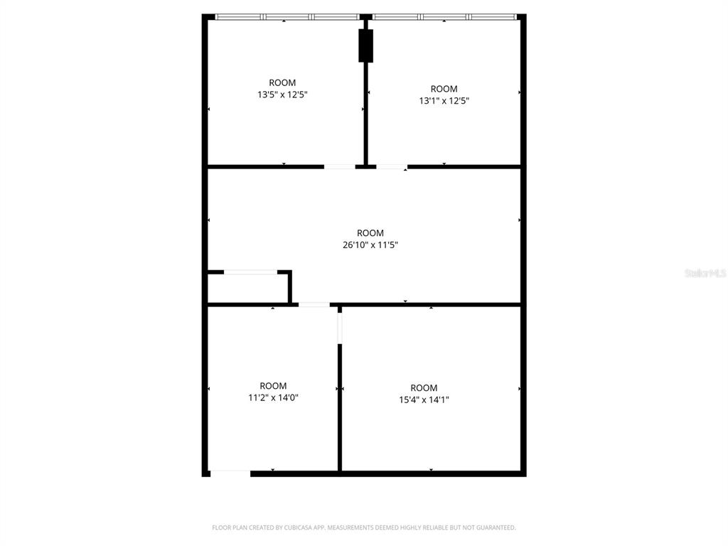 This is a floor plan showing five rooms of varying sizes — 233 E BAY STREET UNIT 606, JACKSONVILLE, FL