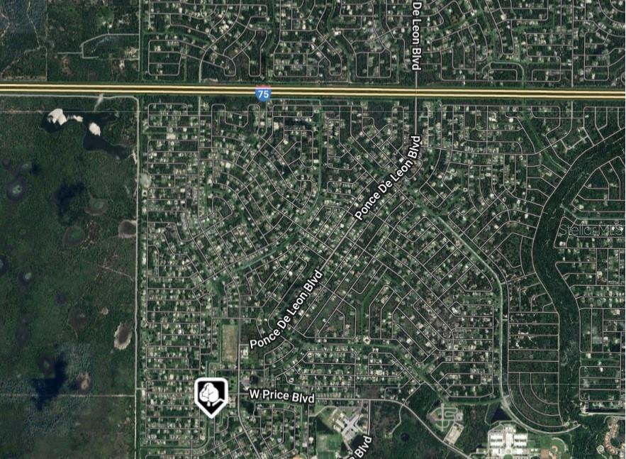 This is an aerial map view of a residential neighborhood in North Port, Florida — Lot 8 S LIPSCOMB STREET, NORTH PORT, FL