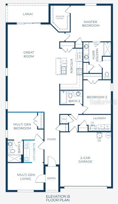 This is a floor plan for a single-story home featuring a multi-generational suite and garage — 18019 MALIBAR ROAD, WEEKI WACHEE, FL