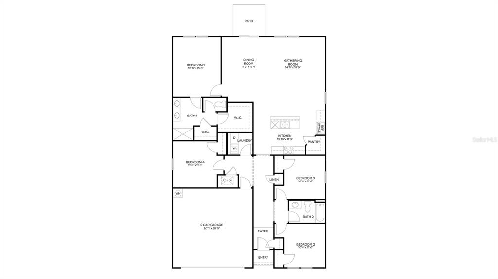 This is a floor plan for a single-story house with four bedrooms and a garage — 89 BEAVERDAM LANE, PALM COAST, FL