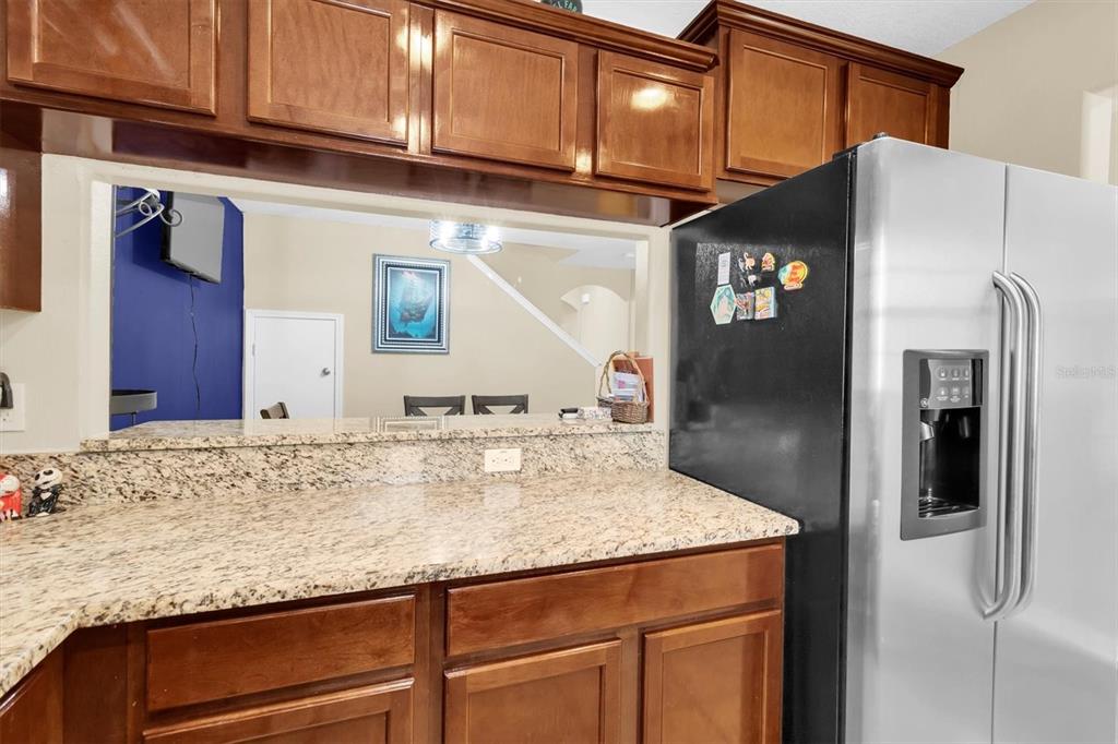 An entryway features a white paneled door, a window with horizontal blinds, and tile flooring — 9782 TRUMPET VINE LOOP, TRINITY, FL