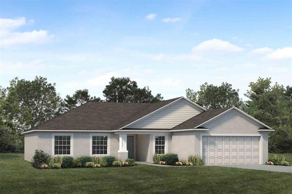 A kitchen with white cabinets, granite countertops, stainless steel appliances, and light wood-look flooring — 3036 THORNHILL ROAD, WINTER HAVEN, FL