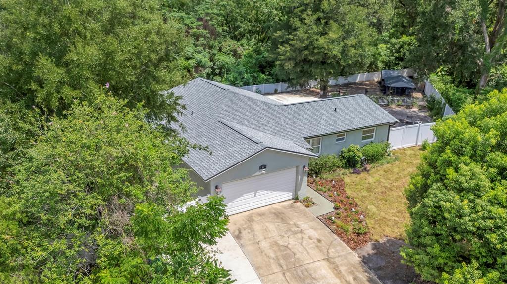 A light green house exterior features a gray front door, a concrete walkway, and landscaping — 4819 BIRCHMONT PLACE, ORLANDO, FL