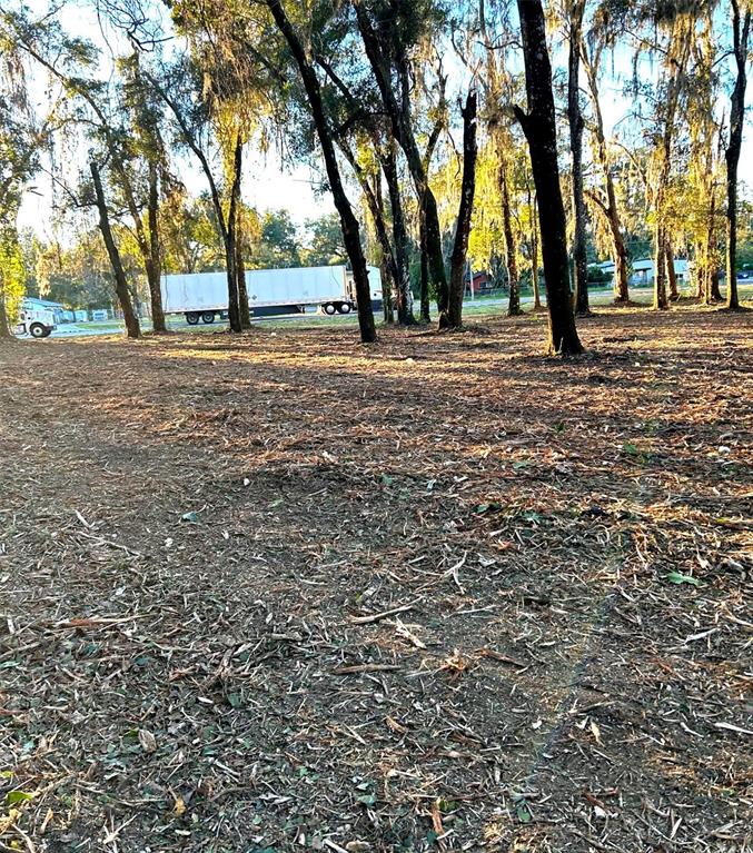 A wooded lot with scattered debris and a semi-truck visible in the background — 18376 US HWY 301, DADE CITY, FL