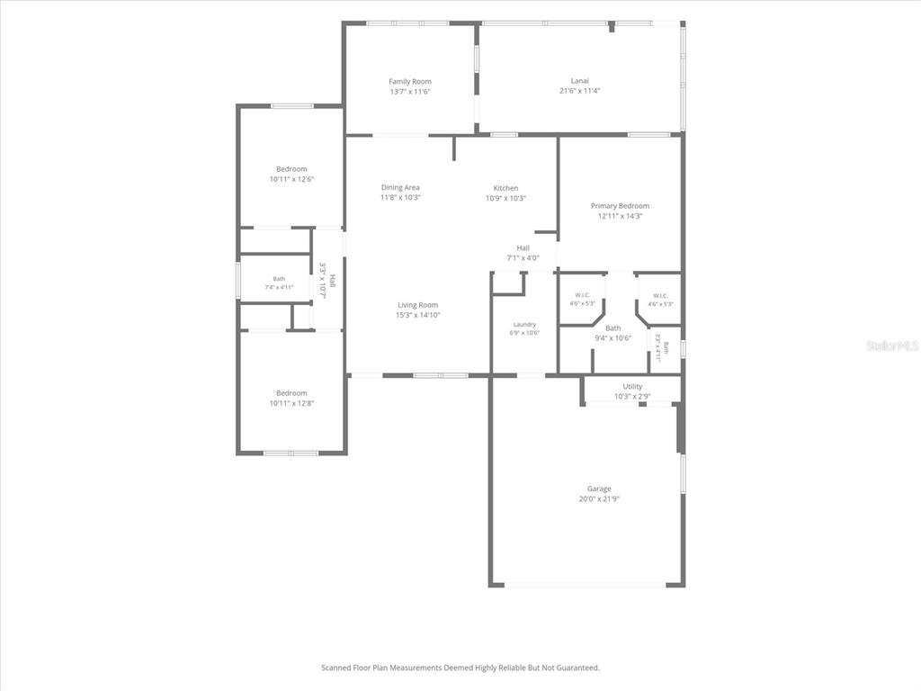 This is a floor plan for a single-story home featuring three bedrooms and a garage — 3335 DALKEITH TERRACE, THE VILLAGES, FL