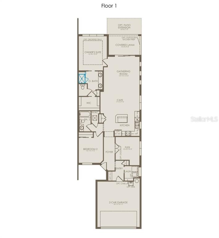 This is a floor plan for a single-story home with a two-car garage — 9013 BLISSFUL BREEZE TRAIL, MELBOURNE, FL