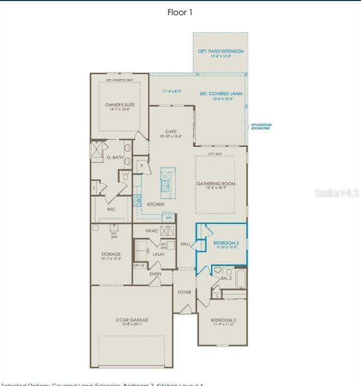 This floor plan shows a single-story home layout with three bedrooms, a kitchen, and garage — 82 LAKE MANATEE DRIVE, PALM COAST, FL