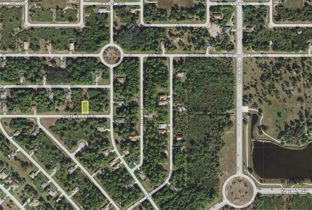 An aerial map view shows a residential neighborhood with a highlighted vacant lot on Lantana Road — 128 LANTANA ROAD, ROTONDA WEST, FL