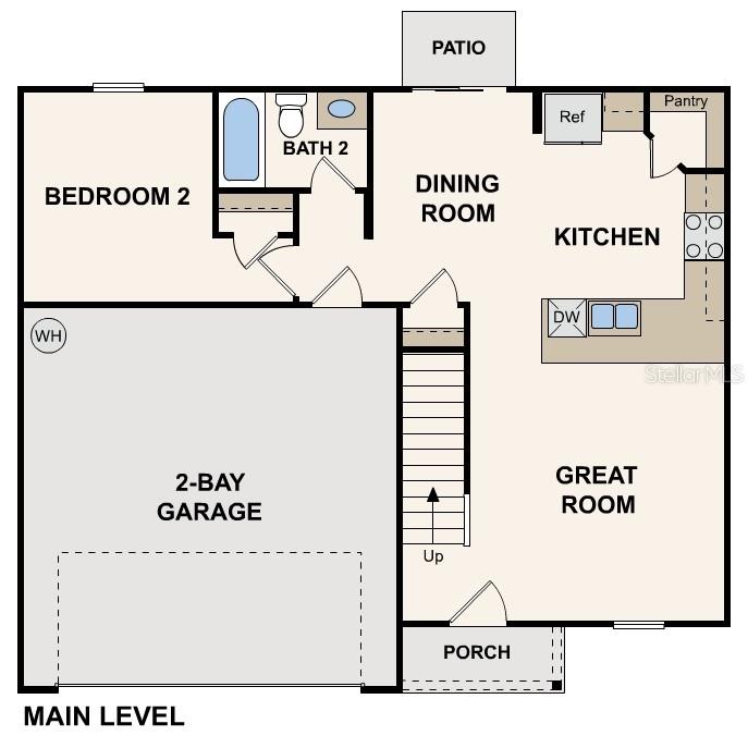 This floor plan shows the main level of a home with a garage and porch — 14260 NW 162ND PLACE, ALACHUA, FL