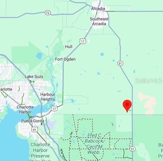 This is a map showing the location of a property east of Punta Gorda, Florida — BERMONT RD & 31, PUNTA GORDA, FL