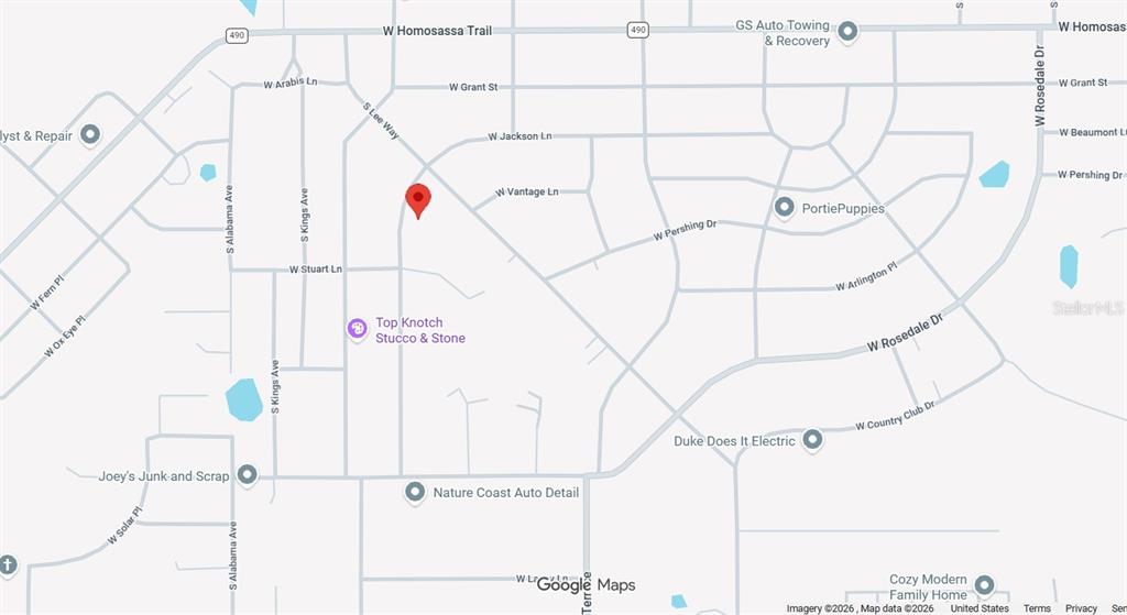 This is a map showing streets and local businesses in a residential area — 3247 S ABERDEEN TERRACE, HOMOSASSA, FL