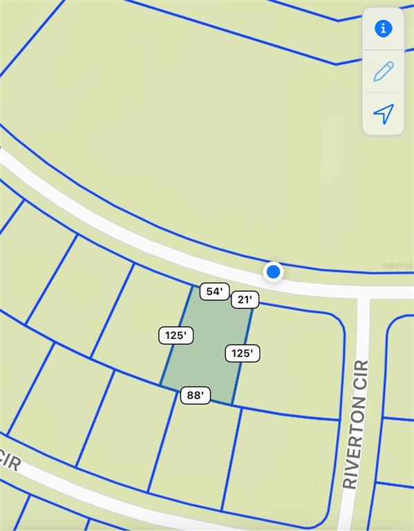 This map shows a trapezoidal residential lot with labeled dimensions on a cul-de-sac — 7358 PINEDALE DRIVE, PORT CHARLOTTE, FL