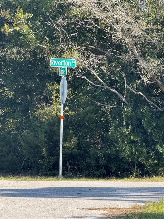 A street sign for Riverton Circle stands at an intersection in front of dense trees — 7358 PINEDALE DRIVE, PORT CHARLOTTE, FL