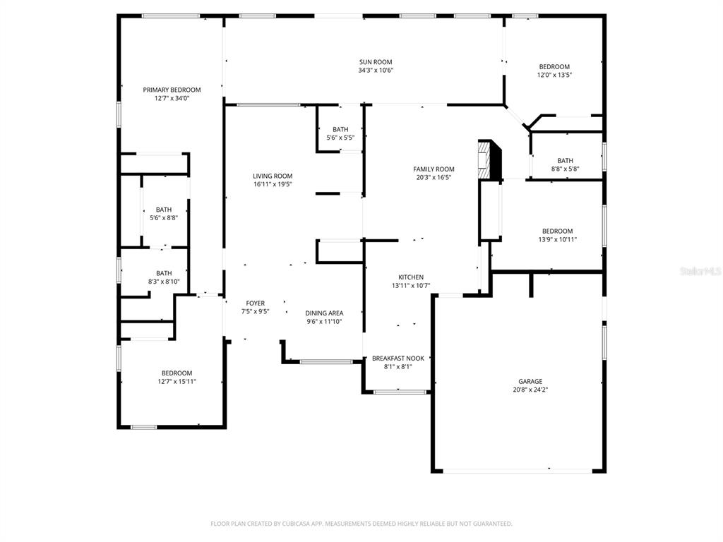This is a floor plan showing the layout of a house with a garage — 4649 CREEKVIEW LANE, OVIEDO, FL