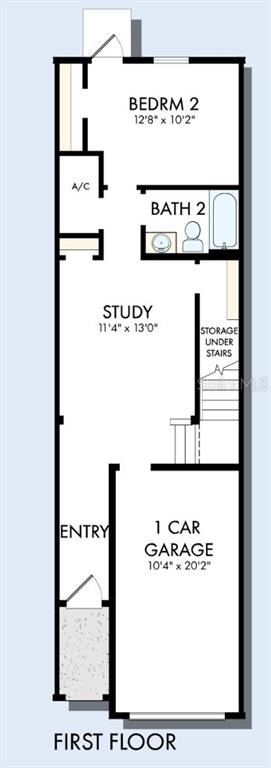 This is a floor plan for the first level of a home featuring a garage — 1205 WILD CREST LANE, DAYTONA BEACH, FL