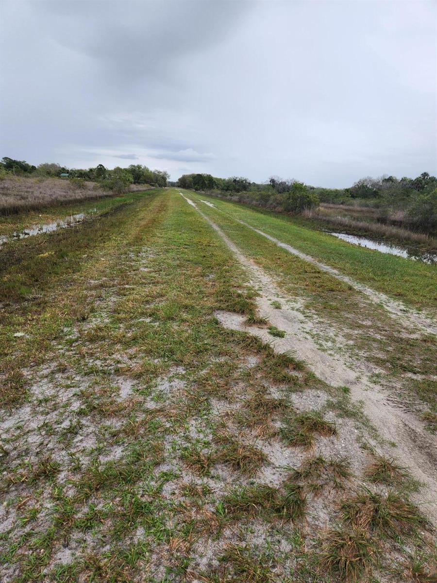 A dirt path runs through a grassy field flanked by water and trees under a sky — 15679 NW 296th Street, Okeechobee FL 34972, OKEECHOBEE, FL