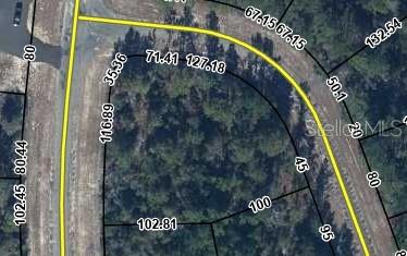 This is a satellite map view showing the property lines and dimensions of a vacant lot — Lot 6 Unit 7 Blk 440 LIGHTWOOD DRIVE, CHIPLEY, FL