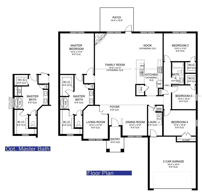 This floor plan shows a four-bedroom house with a master suite, garage, and open living — 4372 PAWTUCKET STREET, NORTH PORT, FL