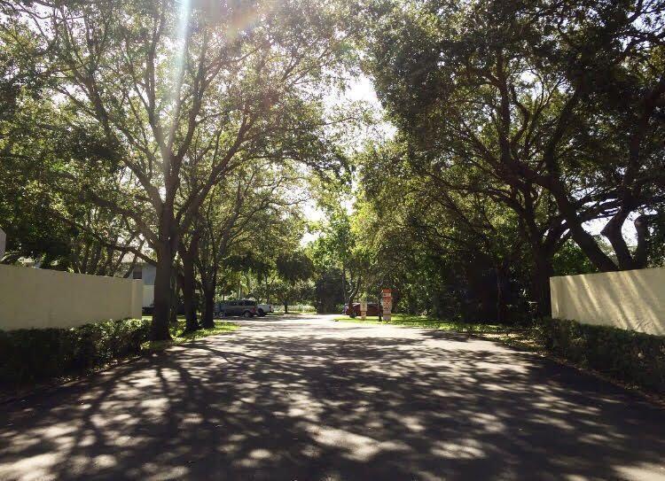 A paved driveway leads through a tree-lined entrance between two white walls — 6553 SE Federal Highway # 203, Stuart FL 34997, STUART, FL