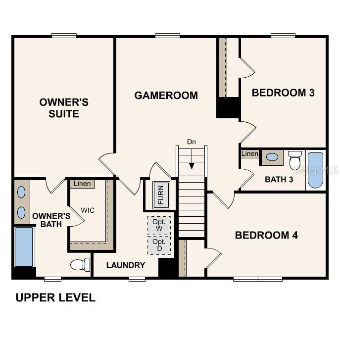 This floor plan shows the main level of a home with a garage and patio — 103 VIOLET COURT, POINCIANA, FL