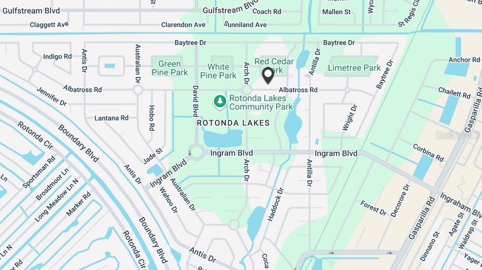 This is a map of the Rotonda Lakes area in Florida — 384 ALBATROSS ROAD, ROTONDA WEST, FL