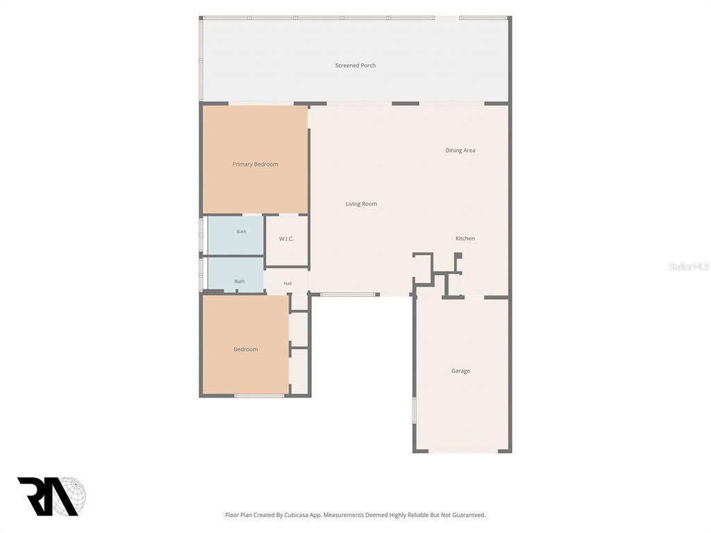 This is a floor plan of a house featuring two bedrooms, two baths, and a garage — 6575 GREEN VALLEY DRIVE, SEMINOLE, FL