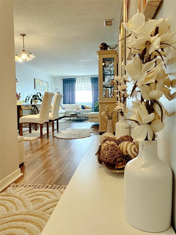 An open front door reveals a hallway with wood-look flooring and a white area rug — 5357 81ST STREET N UNIT 15, ST PETERSBURG, FL