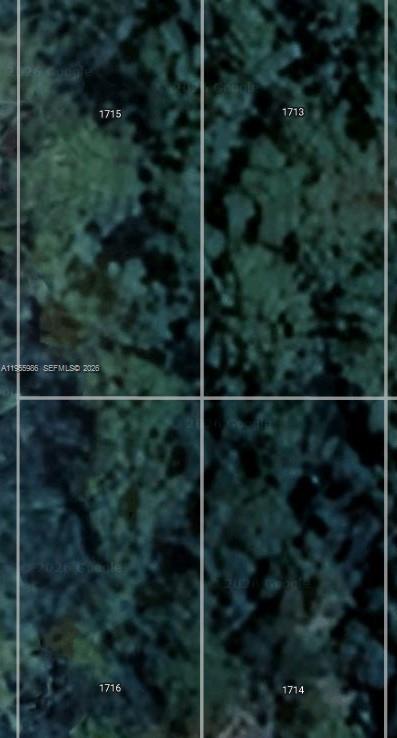 This is a satellite map view showing four numbered land parcels — 1716 Magnolia St, Sebring FL 33875, SEBRING, FL