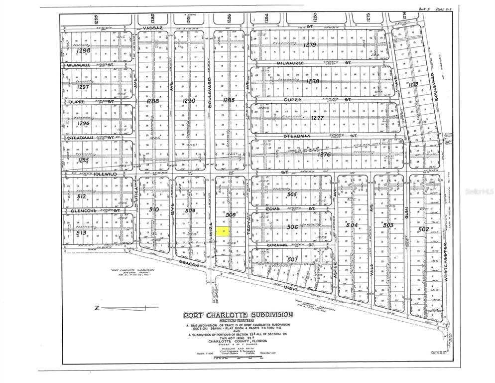 This is a plat map of the Port Charlotte Subdivision in Charlotte County, Florida — 22543 ELMIRA BOULEVARD, PORT CHARLOTTE, FL