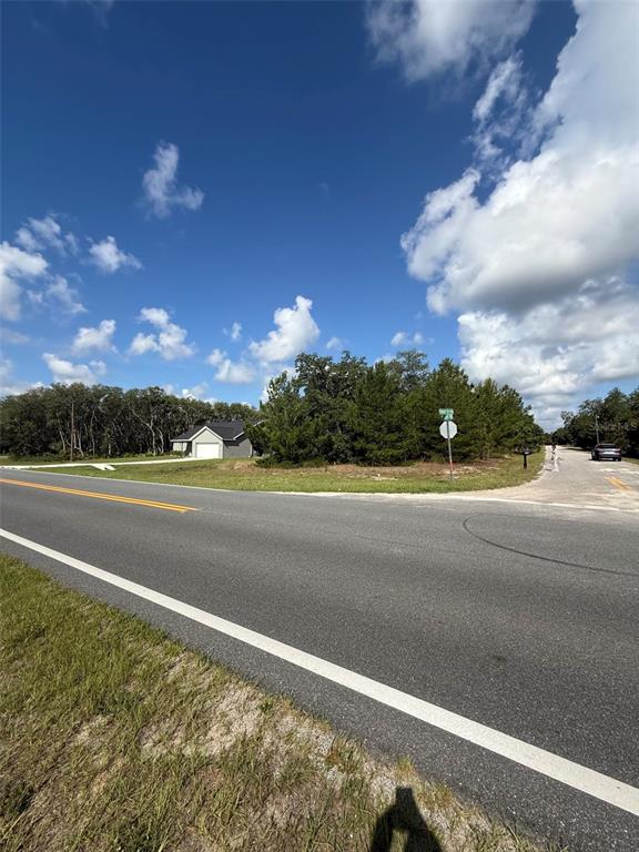 A paved road runs in front of a grassy lot with trees and a house — 0 FISHER TER RUN, OCKLAWAHA, FL