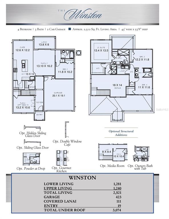 This floor plan shows the layout of a two-story house with four bedrooms and three bathrooms — 5445 NW CAMBERLY COURT, PORT ST LUCIE, FL