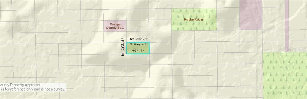 This is a map showing a highlighted rectangular land parcel with dimensions of 333.3 by 991.7 feet — DILL ROAD, ORLANDO, FL