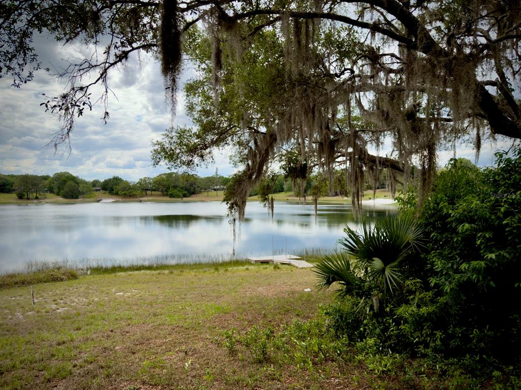 A view of a calm lake with a small wooden dock and overhanging mossy trees — 00 SE 146TH TERRACE ROAD, OCKLAWAHA, FL