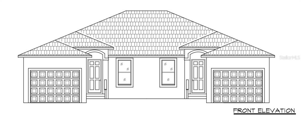 This is a digital rendering of the front elevation of a single-story house — 2926 MAGDALINA DRIVE, PUNTA GORDA, FL