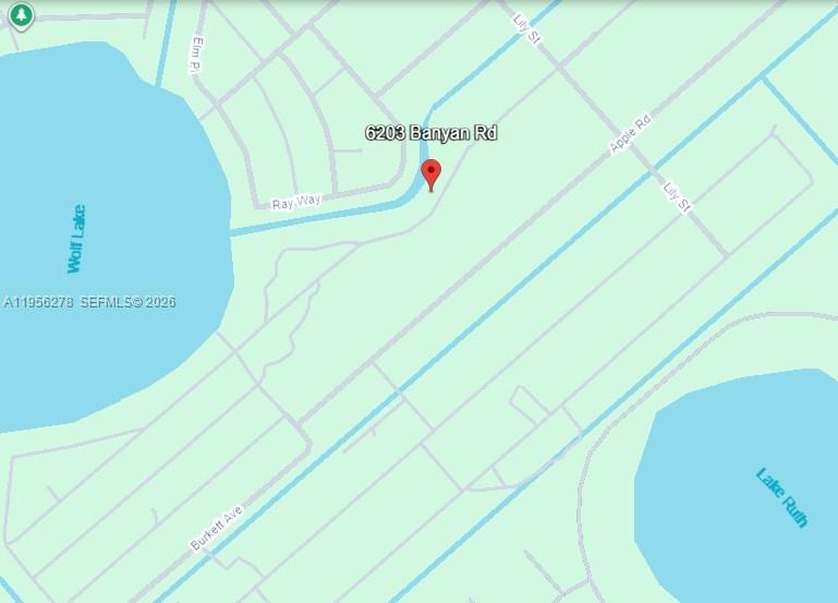 This is a map showing the location of a property near Wolf Lake and Lake Ruth — 6203 BANYAN RD, Sebring FL 33875, SEBRING, FL