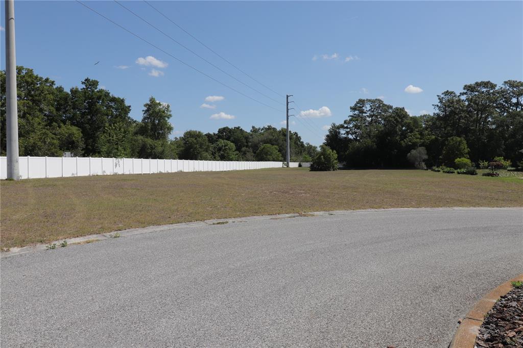 A vacant, grassy lot sits at the end of a paved cul-de-sac — 11470 MAYA COURT, NEW PORT RICHEY, FL
