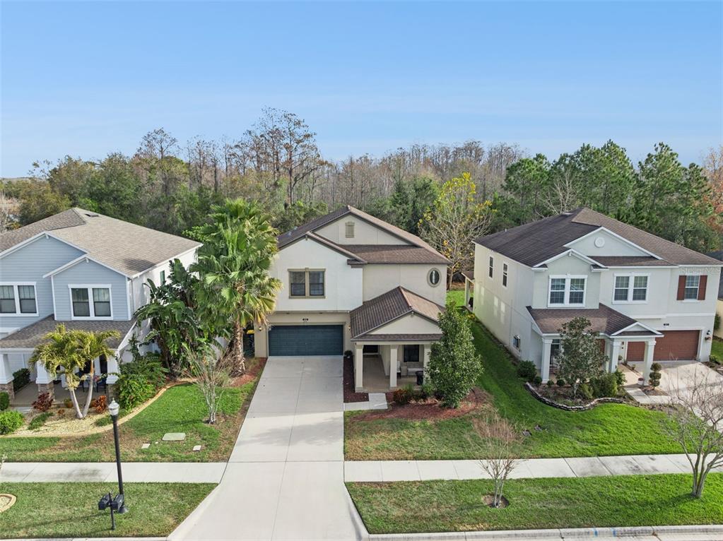 An exterior view of a two-story suburban house with a driveway and front lawn — 8816 SHADY PAVILLION COURT, LAND O LAKES, FL