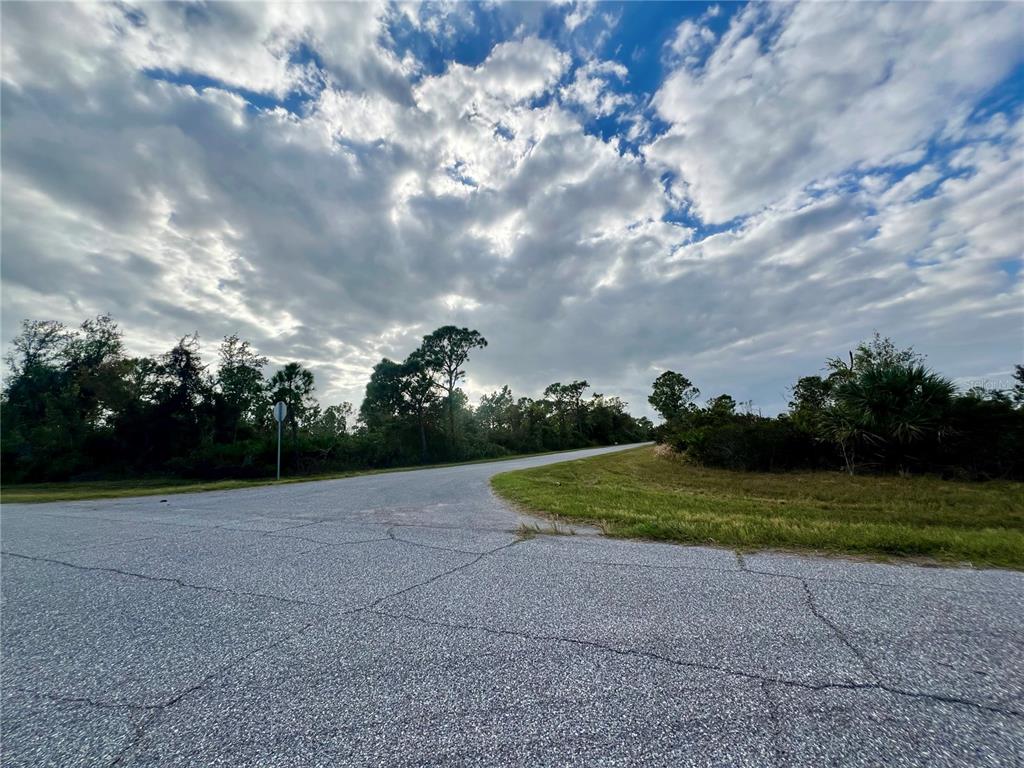 A paved road curves through a rural area with trees under a cloudy sky — 12132 CONROY AVENUE, PORT CHARLOTTE, FL