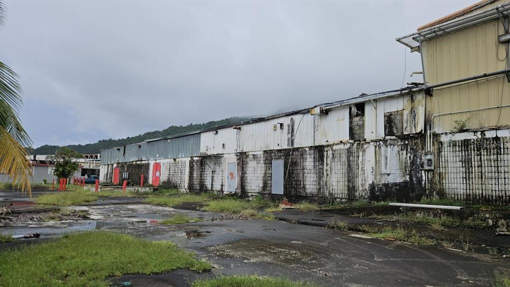An exterior view of a long, weathered industrial building with white metal siding and stained walls — 97 SATURNINO RODRIGUEZ #97, YABUCOA, PR