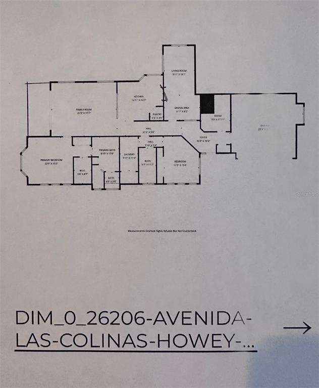 This is a floor plan showing the layout of a single-story residential home — 26206 AVENIDA LAS COLINAS UNIT 4A, HOWEY IN THE HILLS, FL