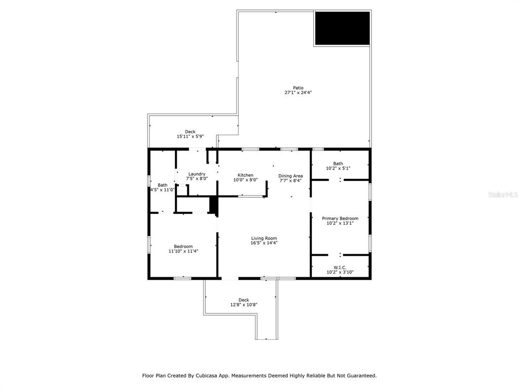 This is a floor plan showing the layout of a house with two bedrooms and two bathrooms — 4350 S SONGBIRD DRIVE, LECANTO, FL