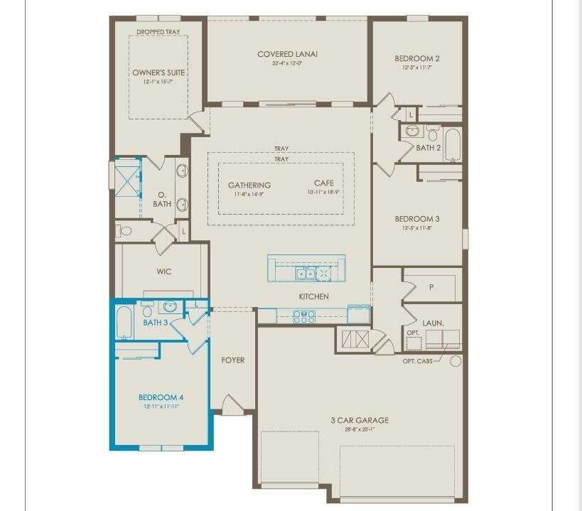 This is a floor plan for a four-bedroom home with a three-car garage — 9604 Galata Tower Lane, Lake Worth FL 33467, LAKE WORTH, FL