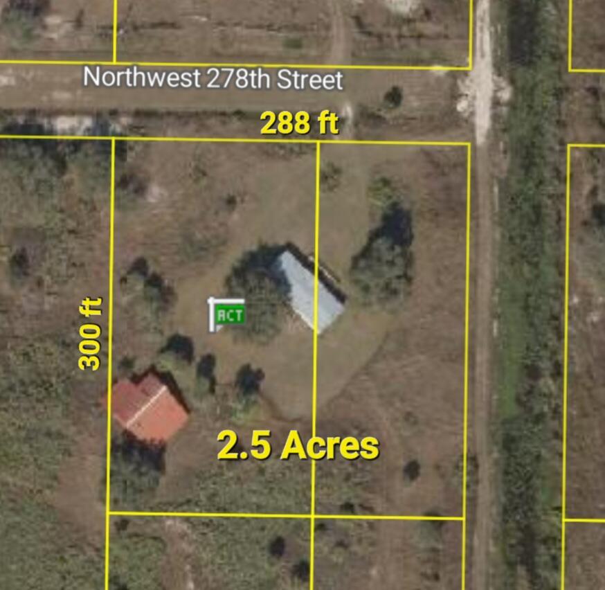 An aerial map shows a rectangular 2.5-acre property with a house and a detached building — 18420 NW 278 Street, Okeechobee FL 34972, OKEECHOBEE, FL