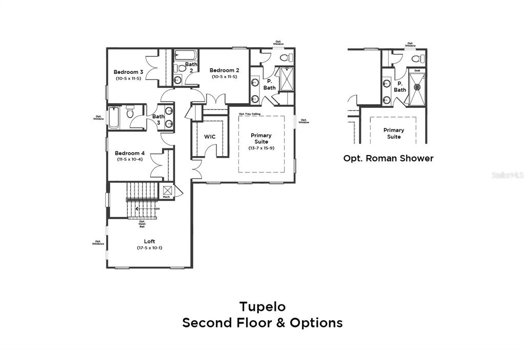 This is a floor plan for the second level of a house featuring four bedrooms — 1726 PUFFIN ROAD, ST CLOUD, FL